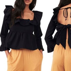 Free people tulla ruffle tie back top - white